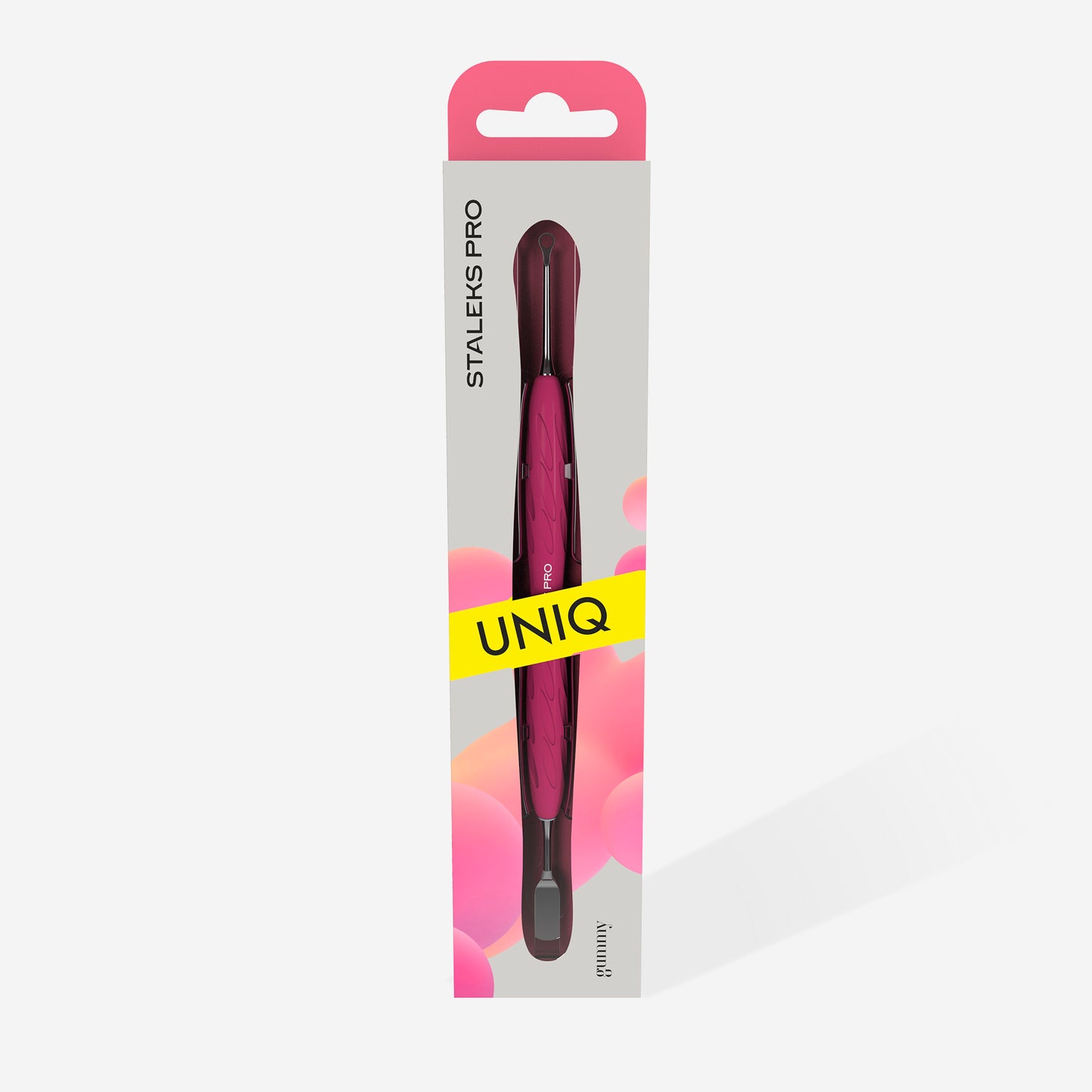 Staleks- Manicure pusher Gummy with silicone handle UNIQ 11 TYPE 1 (straight flat and loop pusher)