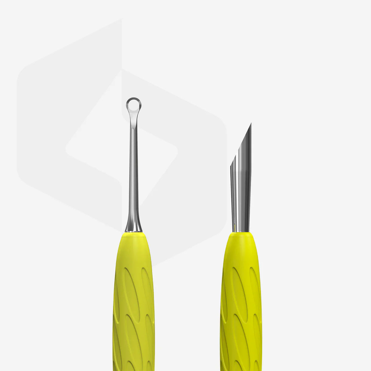 Staleks- Manicure pusher Gummy with yellow silicone handle UNIQ 11 TYPE 2 (beveled and loop pusher)
