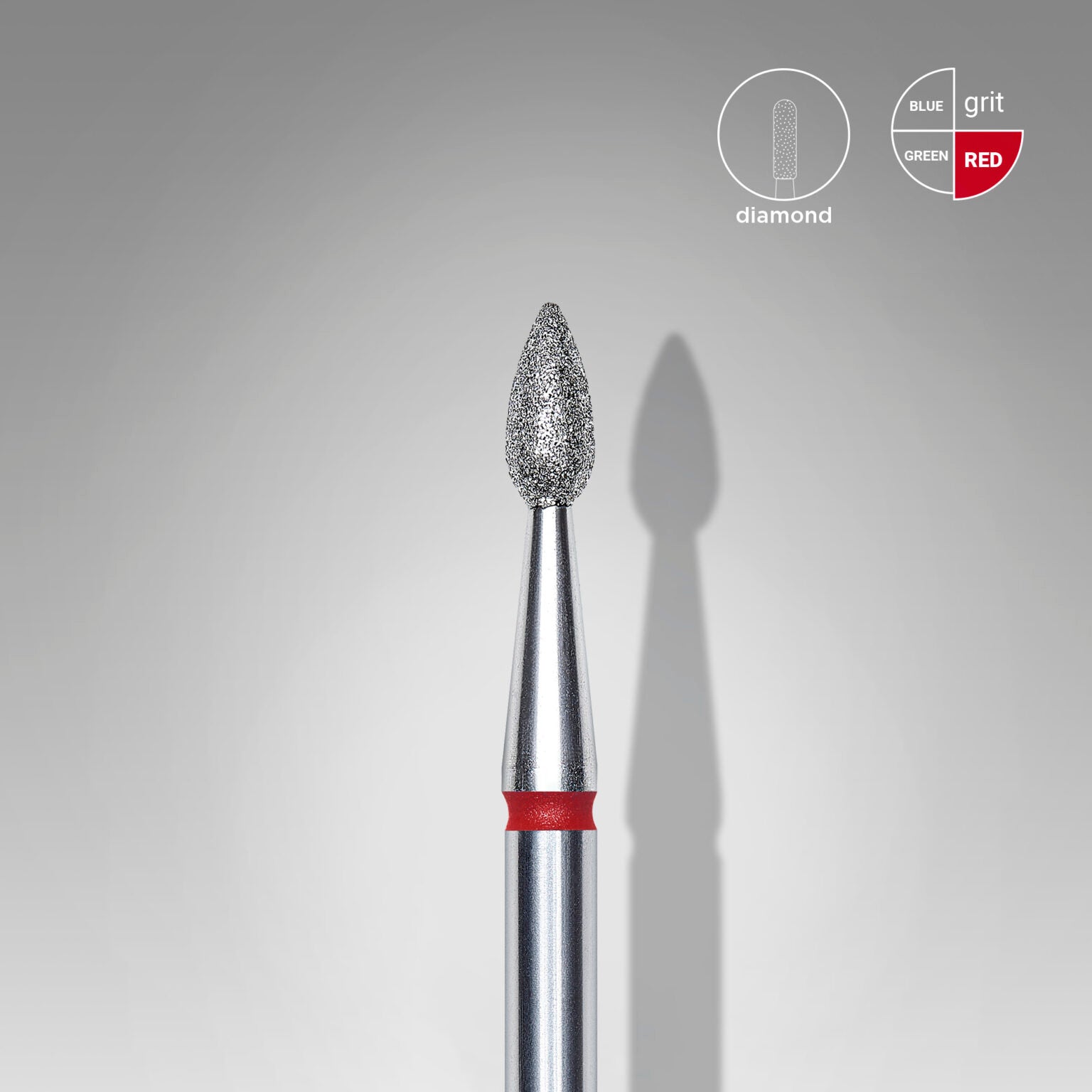 Staleks- Diamond nail drill bit drop red EXPERT head diameter 2,3 mm / working part 5 mm