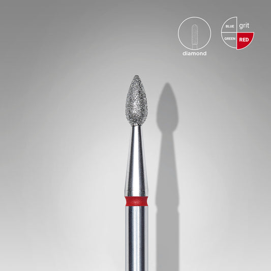 Staleks- Diamond nail drill bit drop red EXPERT head diameter 2,3 mm / working part 5 mm